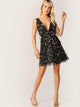 Plunging Crisscross Backless Sequin Fringe Dress