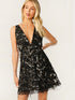 Plunging Crisscross Backless Sequin Fringe Dress