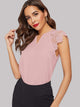 V Cut Neck Guipure Lace Raglan Sleeve Blouse