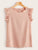 Keyhole Back Ruffle Armhole Scallop Trim Top