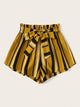 Paperbag Waist Self Belted Striped Shorts