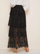 Layered Eyelet Lace Overlay Maxi Skirt