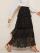Layered Eyelet Lace Overlay Maxi Skirt