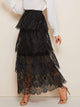 Layered Eyelet Lace Overlay Maxi Skirt