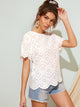 Scallop Eyelet Embroidery Blouse