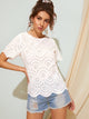 Scallop Eyelet Embroidery Blouse