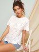 Scallop Eyelet Embroidery Blouse