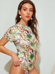 Landscape Print Stand Neck Bodysuit