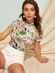 Landscape Print Stand Neck Bodysuit