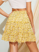 Ditsy Floral Drawstring Waist Frill Trim Skirt