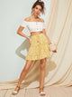 Ditsy Floral Drawstring Waist Frill Trim Skirt