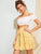 Ditsy Floral Drawstring Waist Frill Trim Skirt