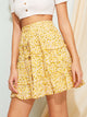 Ditsy Floral Drawstring Waist Frill Trim Skirt