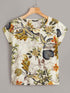 Tropical Print Cap Sleeve Top