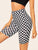 Wide Waist Checked Cycling Shorts