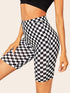 Wide Waist Checked Cycling Shorts