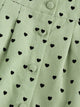 Button Front Fold Pleat Heart Print Pinafore Skirt