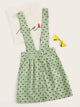Button Front Fold Pleat Heart Print Pinafore Skirt