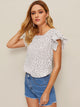 Butterfly Sleeve Polka Dot Blouse