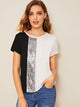 Sequin Patched Colorblock Top