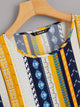Striped & Geo Print Cap Sleeve Blouse