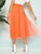 Neon Orange Wide Waistband Pleated Skirt