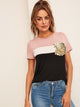 Cut and Sew Sequin Pocket Tee