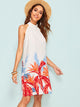 Tropical Tie Back Halter Dress