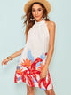 Tropical Tie Back Halter Dress