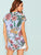 V Neck Striped & Floral Print Top