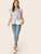 V-cut Neck Ruffle Armhole Floral Embroidered Top