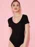 Short Sleeve V Neck Bodysuit