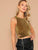 Cross Wrap Hem Glitter Tank Top