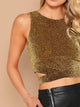 Cross Wrap Hem Glitter Tank Top