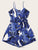 SHEIN Jungle Leaf Print Button Up Belted Romper