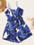 SHEIN Jungle Leaf Print Button Up Belted Romper