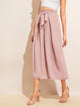 Knot Waist Fold Pleat Wide Leg Pants