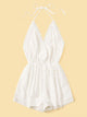 Contrast Lace Eyelet Embroidery Backless Cami Romper