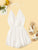 Contrast Lace Eyelet Embroidery Backless Cami Romper