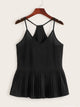 Pleated Hem Solid Chiffon Cami Top