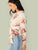 Floral Print Belted Curved Hem Blouse