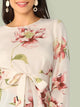 Floral Print Belted Curved Hem Blouse
