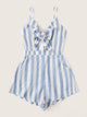Knot Peekaboo Slant Pocket Striped Cami Romper