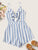 Knot Peekaboo Slant Pocket Striped Cami Romper