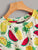 Random Watermelon & Pineapple Print Knot Front Tee