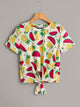 Random Watermelon & Pineapple Print Knot Front Tee