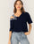 Asymmetrical Neck Letter Print Tee