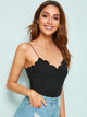 Scallop Trim Rib-knit Cami Top