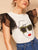Figure Print Mesh Sleeve Tee