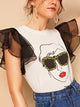 Figure Print Mesh Sleeve Tee